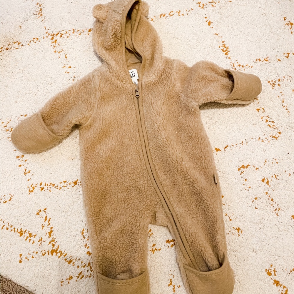 Gap Baby tan fleece bear coverall